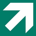 ISO 3864-3 Arrow Up Right sign — Emergency / Escape safety pictogram