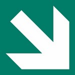 ISO 3864-3 Arrow Down Right sign — Emergency / Escape safety pictogram