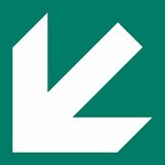 ISO 3864-3 Arrow Down Left sign — Emergency / Escape safety pictogram
