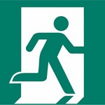 ISO 7010 E002 Emergency Exit (Right Hand) sign — Emergency / Escape safety pictogram