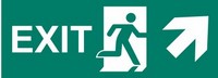 ISO 7010 E002 Exit Left-Man Run Right-Arrow Up/Right sign — Emergency / Escape safety pictogram