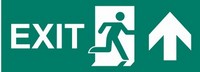 ISO 7010 E002 Exit Running Man Right Arrow Up sign — Emergency / Escape safety pictogram