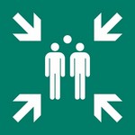 ISO 7010 E007 Evacuation Assembly Point sign — Emergency / Escape safety pictogram