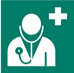 ISO 7010 E009 Doctor sign — Emergency / Escape safety pictogram