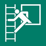 ISO 7010 E016 Emergency Window With Escape Ladder sign — Emergency / Escape safety pictogram