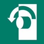 ISO 7010 E018 Turn Anti-Clockwise To Open sign — Emergency / Escape safety pictogram