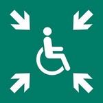 ISO 7010 E024 Evacuation Temporary Refuge sign — Emergency / Escape safety pictogram