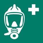 ISO 7010 E029 Eebd (Emergency Escape Breathing Device) sign — Emergency / Escape safety pictogram