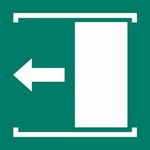 ISO 7010 E034 Door Slides Left To Open sign — Emergency / Escape safety pictogram