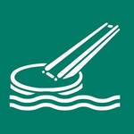 ISO 7010 E054 Marine Evacuation System (Slide) sign — Emergency / Escape safety pictogram