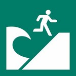 ISO 7010 E062 Tsunami Evacuation Area sign — Emergency / Escape safety pictogram