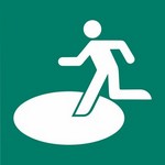 ISO 7010 E065 Natural Disaster Outdoor Refuge Area sign — Emergency / Escape safety pictogram