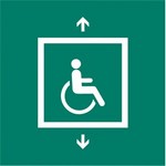 ISO 7010 E070 Evacuation Lift For People Unable To Use Stairs sign — Emergency / Escape safety pictogram