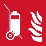 ISO 7010 F009 Wheeled Fire Extinguisher sign — Fire Equipment safety pictogram