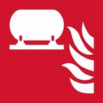 ISO 7010 F012 Fixed Fire Extinguishing Installation sign — Fire Equipment safety pictogram