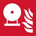 ISO 7010 F013 Fixed Fire Extinguishing Bottle sign — Fire Equipment safety pictogram