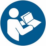 ISO 7010 M002 Refer To Instruction Manual Or Booklet sign — Mandatory safety pictogram