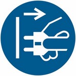 ISO 7010 M006 Disconnect Mains Plug From Electrical Outlet sign — Mandatory safety pictogram
