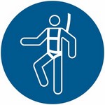 ISO 7010 M018 Wear Safety Harness sign — Mandatory safety pictogram