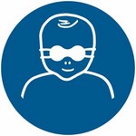 ISO 7010 M025 Protect Infants' Eyes With Opaque Eye Protection sign — Mandatory safety pictogram