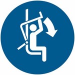 ISO 7010 M033 Close Safety Bar Of Chairlift sign — Mandatory safety pictogram