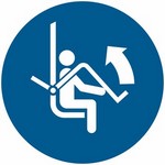 ISO 7010 M034 Open Safety Bar Of Chairlift sign — Mandatory safety pictogram