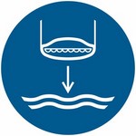 ISO 7010 M039 Lower To The Water (Lifeboat) sign — Mandatory safety pictogram