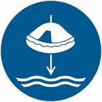ISO 7010 M040 Lower To The Water (Liferaft) sign — Mandatory safety pictogram