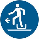 ISO 7010 M050 Alighting From Toboggan To The Left sign — Mandatory safety pictogram
