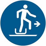 ISO 7010 M051 Alighting From Toboggan To The Right sign — Mandatory safety pictogram