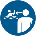 ISO 7010 M054 Keep Children Under Supervision In The Aquatic Environment sign — Mandatory safety pictogram