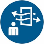 ISO 7010 M056 Ventilate Before And During Entering sign — Mandatory safety pictogram