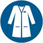 ISO 7010 M059 Wear Laboratory Coat sign — Mandatory safety pictogram