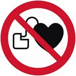 ISO 7010 P007 No Access For People With Active Implanted Cardiac Devices sign — Prohibition safety pictogram