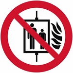 ISO 7010 P020 Do Not Use Lift In The Event Of Fire sign — Prohibition safety pictogram
