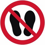 ISO 7010 P024 Do Not Walk Or Stand Here sign — Prohibition safety pictogram
