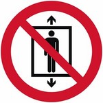 ISO 7010 P027 Do Not Use This Lift For People sign — Prohibition safety pictogram