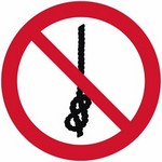 ISO 7010 P030 Do Not Tie Knots In Rope sign — Prohibition safety pictogram
