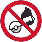 ISO 7010 P034 Do Not Use With Hand-Held Grinding Machine sign — Prohibition safety pictogram