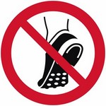 ISO 7010 P035 Do Not Wear Metal-Studded Footwear sign — Prohibition safety pictogram