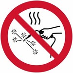 ISO 7010 P039 Hot Works Prohibited sign — Prohibition safety pictogram