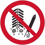 ISO 7010 P040 Do Not Set Off Fireworks sign — Prohibition safety pictogram