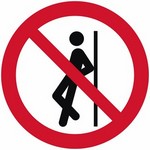 ISO 7010 P041 No Leaning Against sign — Prohibition safety pictogram