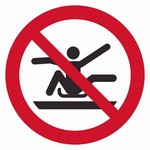 ISO 7010 P046 Do Not Stretch Out Of Toboggan sign — Prohibition safety pictogram