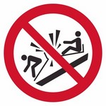 ISO 7010 P047 Do Not Ram Into Toboggans sign — Prohibition safety pictogram