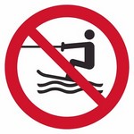ISO 7010 P058 No Towed Water Activity sign — Prohibition safety pictogram