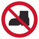 ISO 7010 P060 No Outdoor Footwear sign — Prohibition safety pictogram