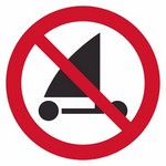 ISO 7010 P067 No Sand Yachting sign — Prohibition safety pictogram