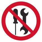 ISO 7010 P069 Not To Be Serviced By Users sign — Prohibition safety pictogram