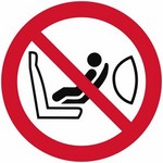 ISO 7010 P074 Child Seat Installation Prohibited sign — Prohibition safety pictogram